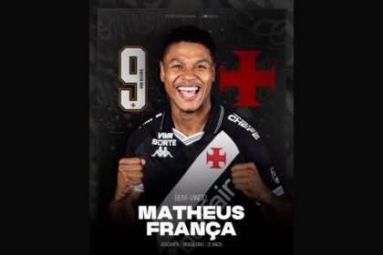 Vasco oficializa contratação de Matheus França como reforço para o meio-campo