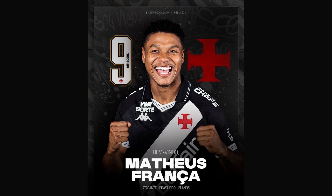 Vasco oficializa contratação de Matheus França como reforço para o meio-campo